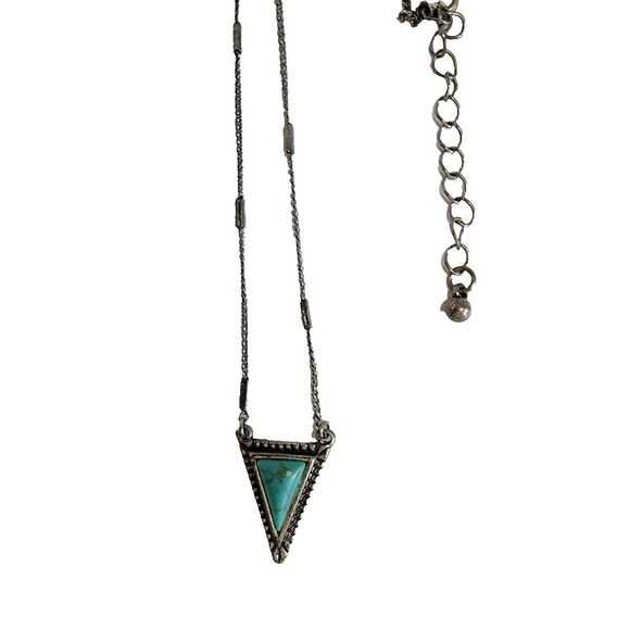 Hiouchijewels Triangle Shaped Blue Turquoise Vintage Necklace - Picture 4 of 5